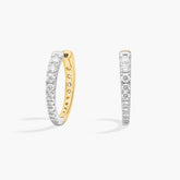 Celestial Bloom Two-Toned Lab Grown Diamond Tapered Hoop Earrings White and Yellow Gold